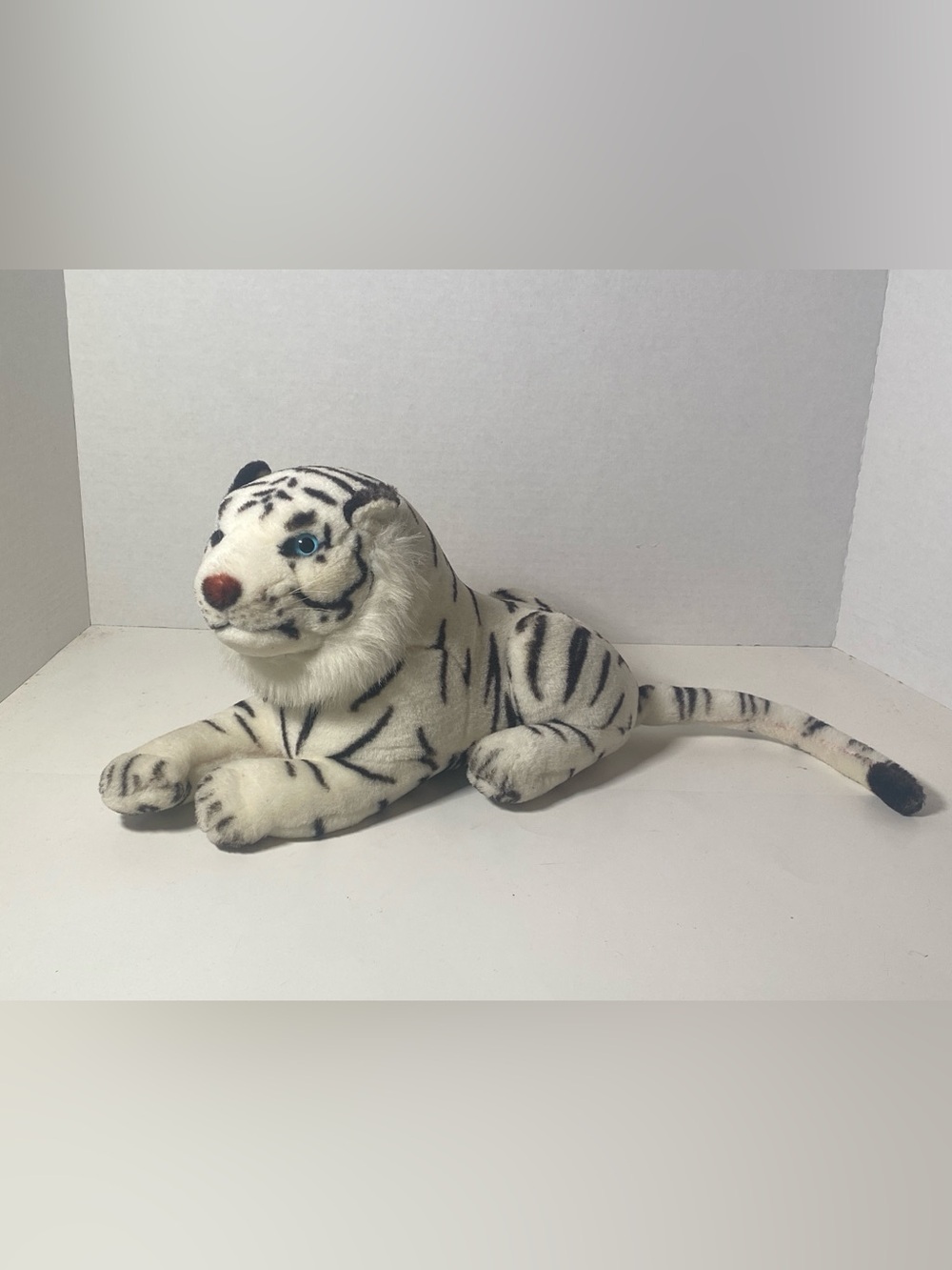 White & Black Striped Tiger Plush 12 "
